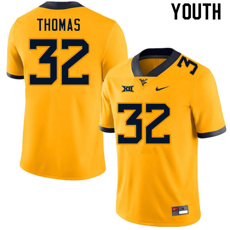 NCAA Youth James Thomas West Virginia Mountaineers Gold #32 Nike Stitched Football College Authentic Jersey VT23Z23HX